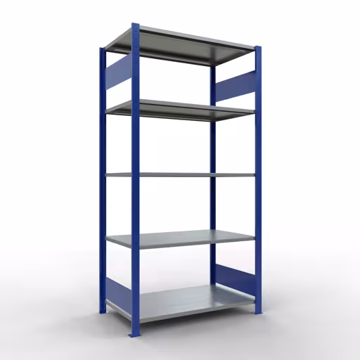 Basisplank, legplank, insteeksysteem MULTIplus150, 2000 x 1000 x 600 mm, 5 legborden, lengtestangen, RAL 5010 gentiaanblauw/verzinkt van Schulte Lagertechnik uit de categorie insteeksystemen