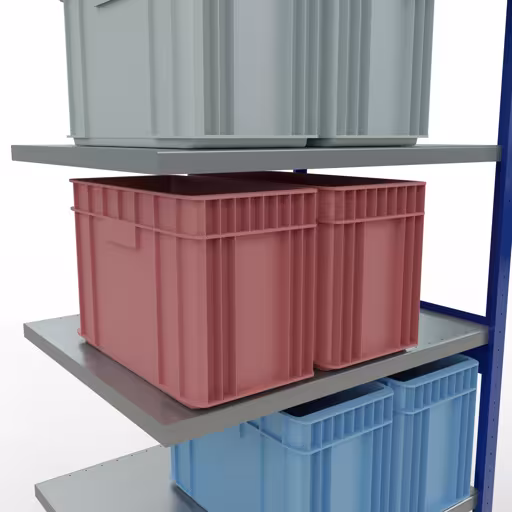 Aanbouwrekken, rekken, insteeksysteem MULTIplus250, 2500 x 1000 x 800 mm, 6 legborden, lengtestangen, RAL 5010 gentiaanblauw/verzinkt van Schulte Lagertechnik uit het assortiment insteeksysteem