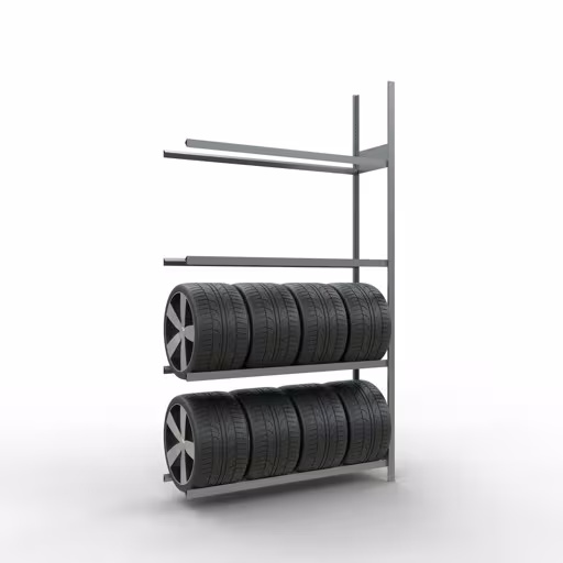 Aanbouwrek, wielen-/bandenrek, 2750 x 1500 x 400 mm, verzinkt, 4 opslagniveaus met 150 kg vakbelasting per niveau van Schulte Lagertechnik met artikelnr. 20998