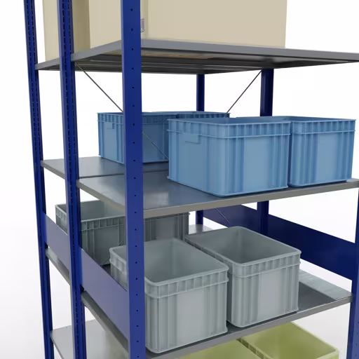 Basisplank, dubbele plank, plankinsteeksysteem MULTIplus150, 3000 x 1000 x (2x1200) mm, 2x7 planken, kruisschoor, RAL 5010 gentiaanblauw van Schulte Lagertechnik met het artikelnr. 32762-B