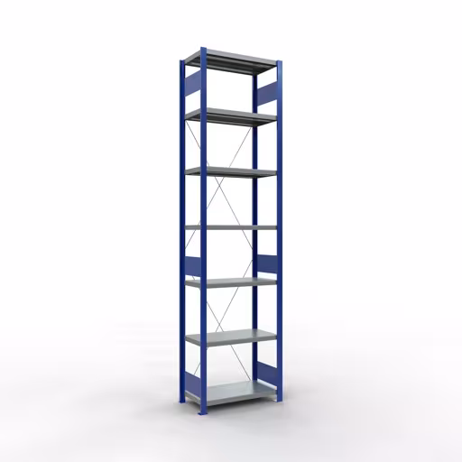 Figuur nr. 13 van het artikel basisrek, legbord, insteeksysteem MULTIplus250, 3000 x 750 x 400 mm, 7 legborden, kruisschoor, RAL 5010 gentiaanblauw/verzinkt/verzinkt uit de insteeksysteem productgroep van Schulte Lagertechnik.