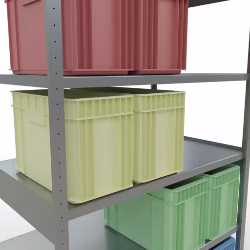 Productafbeelding nr. 13 van het artikel basisplank, legbord, insteeksysteem MULTIplus250, 2500 x 1300 x 800 mm (HxBxD), 6 legborden, lengtestangen, verzinkt Figuur nr. 13 van het artikel basisrek, legplank, insteeksysteem MULTIplus250, 2500 x 1300 x 800 mm, 6 legborden, lengtestangen, verzinkt uit de insteeksysteem productgroep van Schulte Lagertechnik.