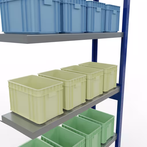 Productafbeelding nr. 14 van het artikel Aanbouwrekken, legbordstellingen, insteeksysteem MULTIplus330, 2500 x 1000 x 300 mm, 6 legborden, kruisschoor, RAL 5010 gentiaanblauw/verzinkt Afbeelding nr. 14 van het artikel aanbouwrekken, legbordstellingen, insteeksysteem MULTIplus330, 2500 x 1000 x 300 mm, 6 legborden, kruisschoor, RAL 5010 gentiaanblauw/verzinkt uit de productgroep insteeksysteem van Schulte Lagertechnik.