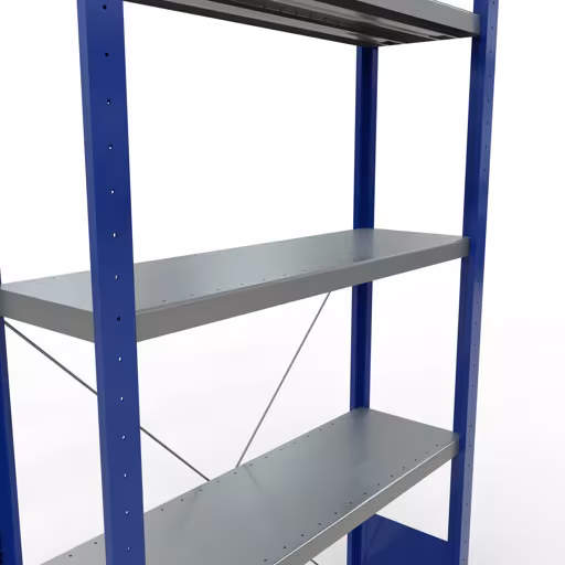 Basisplank, legbord, insteeksysteem MULTIplus330, 2000 x 1000 x 300 mm (HxBxD), 5 legborden, kruisschoor, RAL 5010 gentiaanblauw/verzinkt van Schulte Lagertechnik uit de categorie insteeksystemen