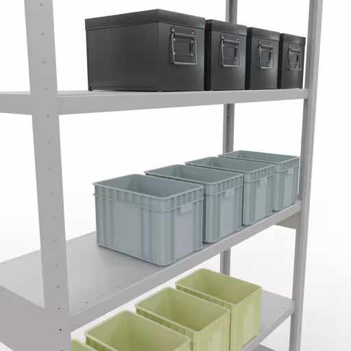 Figuur nr. 14 van het artikel basisplank, legbord, insteeksysteem MULTIplus250, 2500 x 1300 x 400 mm, 6 legborden, lengtestangen, RAL 7035 lichtgrijs uit de productgroep insteeksysteem van Schulte Lagertechnik.