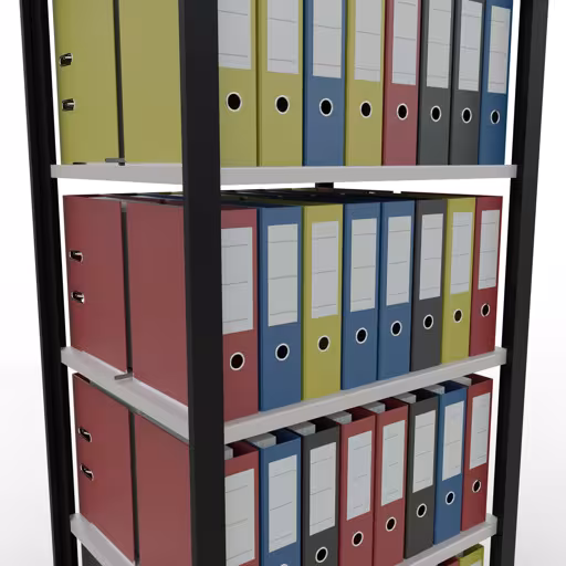 Figuur nr. 13 van het artikel, kantoorrekken, insteeksysteem MULTIplus150, 2000 x 750 x 600 mm, 6 planken, met middenaanslag, zwart/lichtgrijs uit de productgroep kantoorrekken van Schulte Lagertechnik