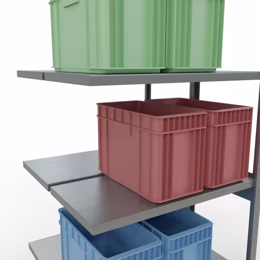 Productafbeelding nr. 13 van het artikel aanbouwplank, dubbele plank, legbord, insteeksysteem MULTIplus250, 3000 x 1000 x (2x500) mm, 2x7 legborden, verzinkt uit het assortiment legborden van het merk Schulte Lagertechnik