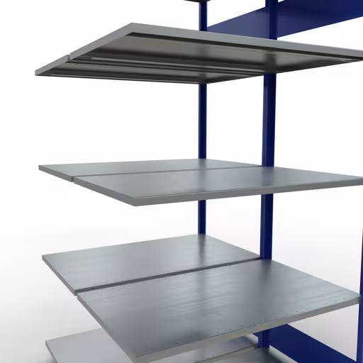 Andere weergave van het artikel Aanbouwplank, dubbele plank, stellingsysteem MULTIplus150, 2000 x 1000 x (2x600) mm, 2x5 planken, lengtestangen, RAL 5010 gentiaanblauw uit de categorie rekken