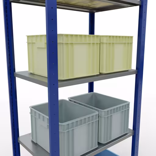 Extra afbeelding van het artikel Basisplank, legbord, insteeksysteem MULTIplus150, 2000 x 750 x 500 mm, 5 legborden, lengtebalk, RAL 5010 gentiaanblauw/verzinkt/verzinkt Extra afbeelding van het artikel Basisplank, legplank, insteeksysteem MULTIplus150, 2000 x 750 x 500 mm, 5 legborden, lengtestangen, RAL 5010 gentiaanblauw/verzinkt/verzinkt vanaf basisplank