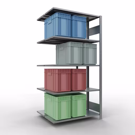Aanbouwrekken, dubbele rekken, stellingrekken, insteeksysteem MULTIplus150, 2000 x 1000 x (2x400) mm, 2x5 planken, verzinkt van Schulte Lagertechnik met artikelnr. 17845