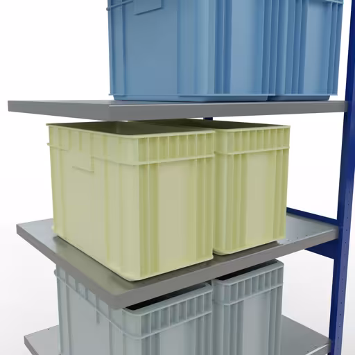 Productafbeelding nr. 14 van het artikel Aanbouwrekken, legbordstellingen, insteeksysteem MULTIplus330, 2500 x 1000 x 800 mm (HxBxD), 6 legborden, lengtestangen, RAL 5010 gentiaanblauw/verzinkt Afbeelding nr. 14 van het artikel aanbouwrekken, legbordstellingen, insteeksysteem MULTIplus330, 2500 x 1000 x 800 mm, 6 legborden, lengtestangen, RAL 5010 gentiaanblauw/verzinkt uit de productgroep insteeksysteem van Schulte Lagertechnik.