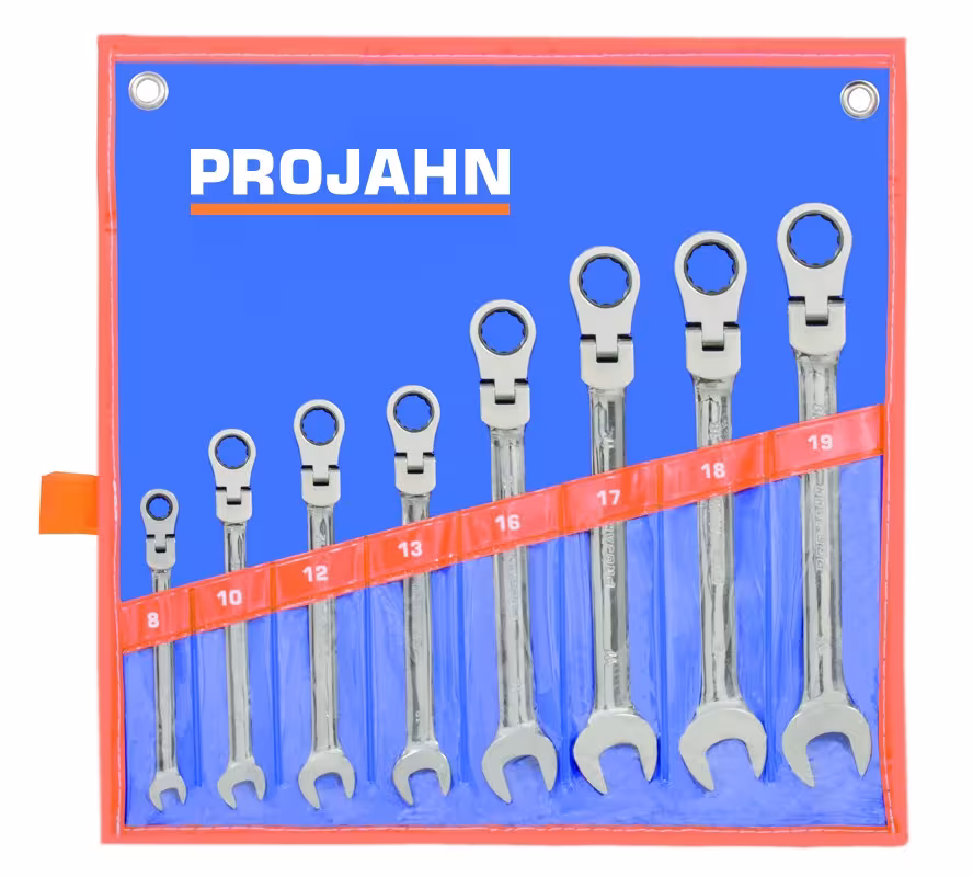 GearTech sleutelset flexibele roltas 8-delig 8 - 10 - 12 - 13 - 16 - 17 - 18 - 19 mm, steeksleutel, art.nr. 3497