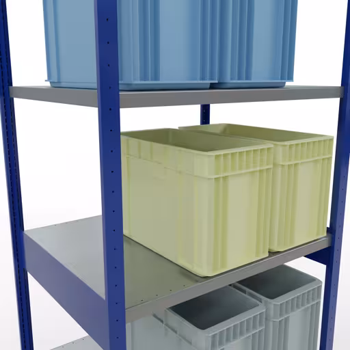 Extra afbeelding van het artikel basisplank, legplank, insteeksysteem MULTIplus250, 3000 x 1000 x 800 mm, 7 legborden, RAL 5010 gentiaanblauw/verzinkt vanaf basisplank