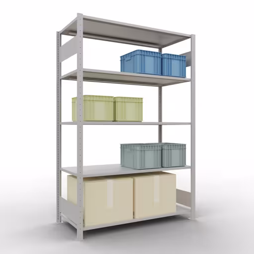 Basisplank, legplank, insteeksysteem MULTIplus150, 2000 x 1300 x 600 mm, 5 planken, lengtestangen, RAL 7035 lichtgrijs van Schulte Lagertechnik uit de categorie insteeksystemen