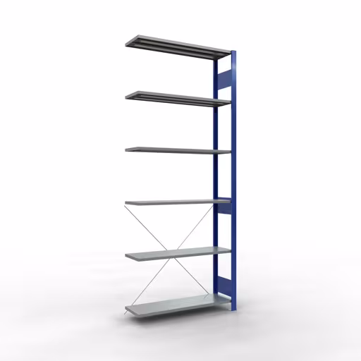 Extra afbeelding van het artikel Aanbouwplank, legbord, insteeksysteem MULTIplus150, 2500 x 1000 x 300 mm, 6 legborden, RAL 5010/verzinkt vanaf opzetplank