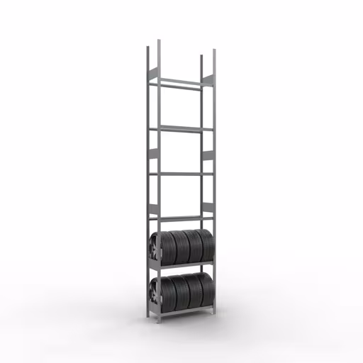 Figuur nr. 11 van het artikel basisrek, wielen-/bandenrek, 4500 x 1050 x 400 mm, verzinkt, 6 opslagniveaus met 150 kg vakbelasting per niveau uit de productgroep legbordstellingen van Schulte Lagertechnik