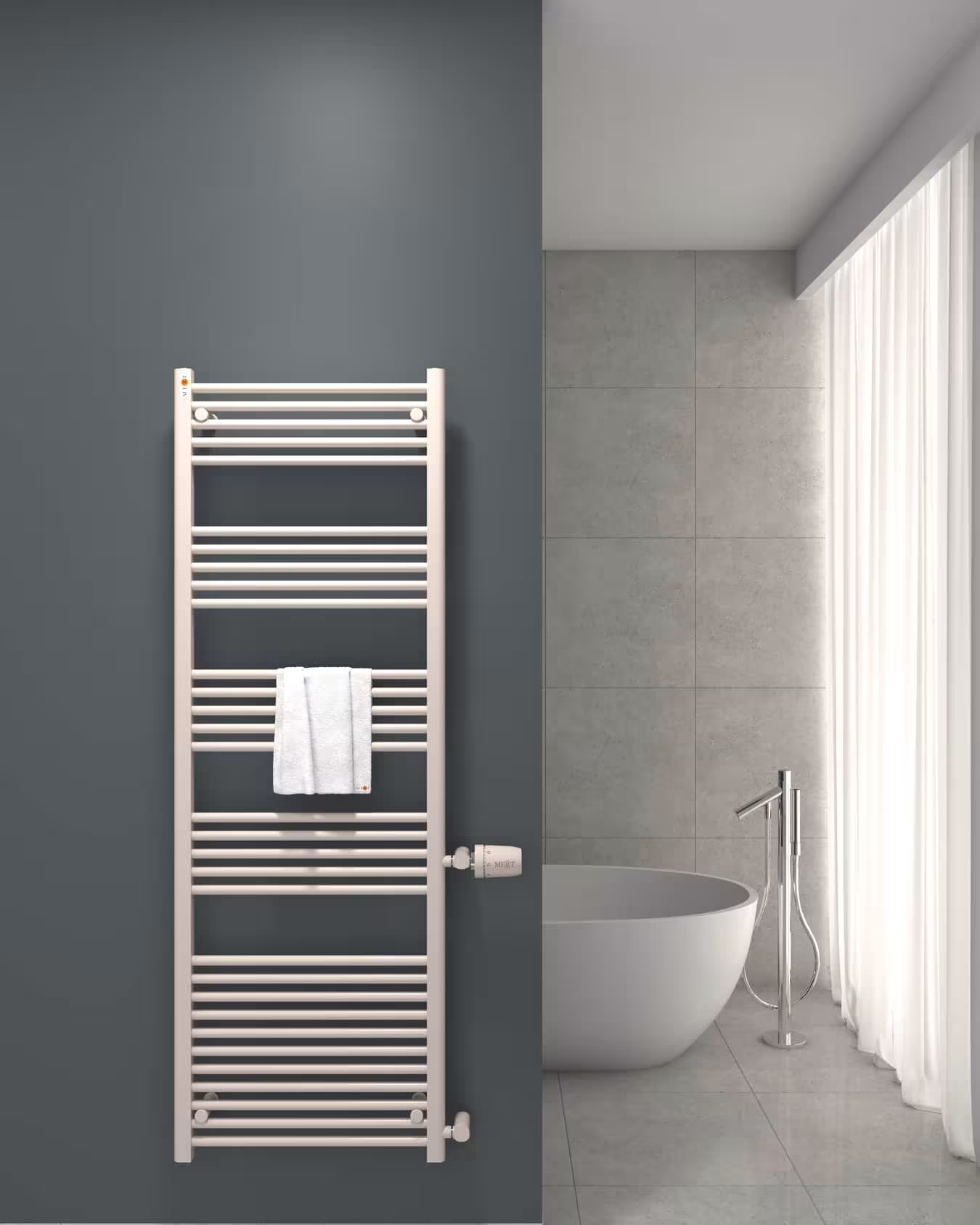 MERT vervangende badkamerradiator wit recht, aansluiting zijkant, vervangende radiator, art.nr. 1-60x175-ASR-60