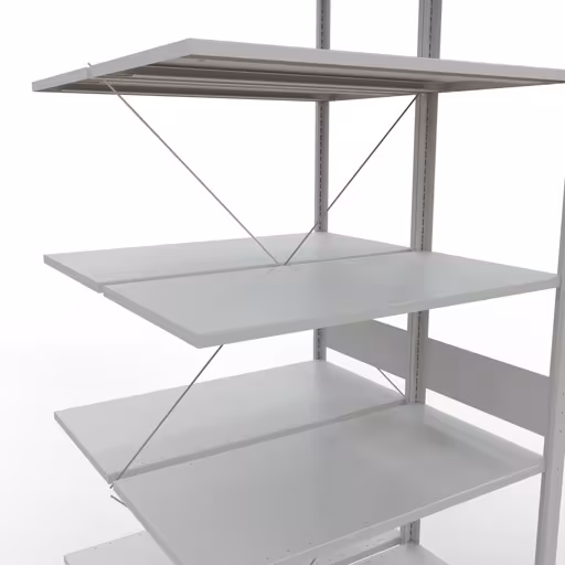 Extra afbeelding van het artikel Aanbouwplank, dubbele plank, stellingsysteem MULTIplus150, 3000 x 1000 x (2x1000) mm (HxBxD), 2x7 planken, kruisschoor, RAL 7035 lichtgrijs Extra afbeelding van het artikel Aanbouwplank, dubbele plank, legplank-insteeksysteem MULTIplus150, 3000 x 1000 x (2x1000) mm, 2x7 legborden, RAL 7035 lichtgrijs uit dubbele legborden