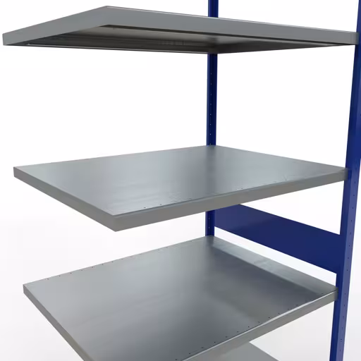 Aanbouwrekken, rekken, insteeksysteem MULTIplus330, 3000 x 1000 x 800 mm, 7 legborden, lengtestangen, RAL 5010 gentiaanblauw/verzinkt van Schulte Lagertechnik uit de categorie insteeksystemen