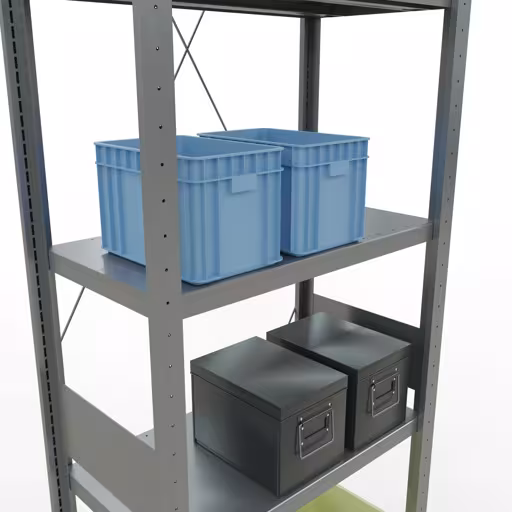 Productafbeelding nr. 7 van het artikel basisplank, legbord, insteeksysteem MULTIplus250, 3000 x 750 x 400 mm (HxBxD), 7 legborden, kruisschoor, verzinkt Figuur nr. 7 van het artikel basisrek, legbord, insteeksysteem MULTIplus250, 3000 x 750 x 400 mm, 7 legborden, kruisschoor, verzinkt uit de productgroep insteeksysteem van Schulte Lagertechnik.