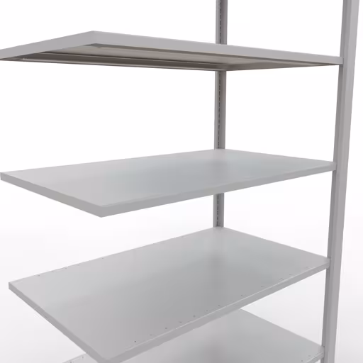 Andere weergave van het artikel Aanbouwrekken, kantoorrekken, insteeksysteem MULTIplus150, 2300 x 1000 x 600 mm, 7 planken, lengtestangen, zonder middenaanslag, lichtgrijs uit de categorie kantoorrekken
