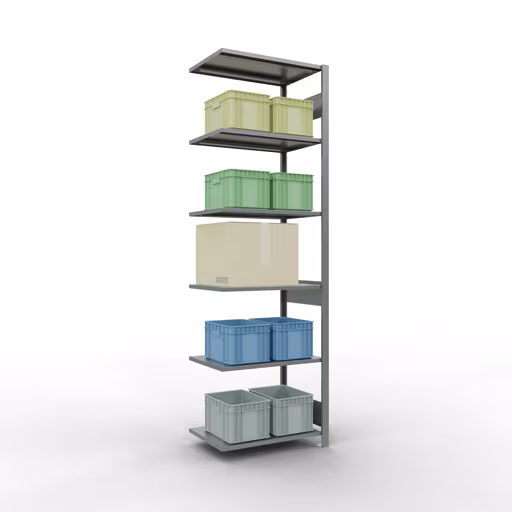 Aanbouwrekken, rekken, insteeksysteem MULTIplus150, 2500 x 750 x 500 mm, 6 planken, verzinkt van Schulte Lagertechnik uit de categorie insteeksystemen