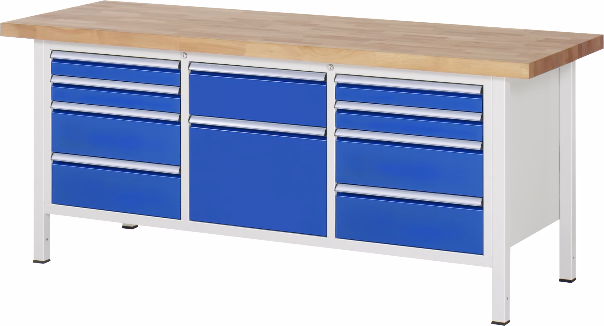 In hoogte verstelbare werkbank 8575A2, B2000xD700xH840-1040mm, 10x laden, gedeeltelijk uitschuifbaar uit de categorie Werkbanken met het artikelnummer 03-8575A2-207B4H.11