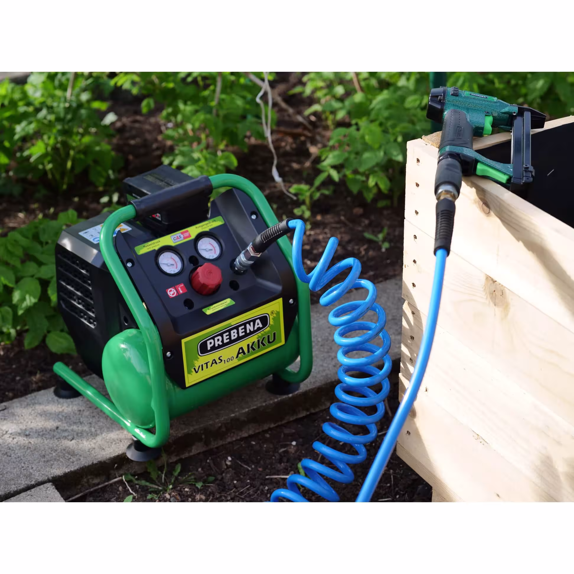 Accucompressor VITAS 100-AKKU-SET van Prebena uit de categorie werkplaatsinrichting