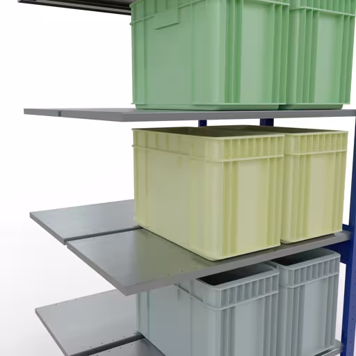 Aanbouwrekken, dubbele rekken, stellingsysteem MULTIplus150, 2500 x 1000 x (2x500) mm (HxBxD), 2x6 planken, lengtestangen, RAL 5010 gentiaanblauw met artikelnr. 33156-B Aanbouwrekken, dubbele rekken, rekkensysteem MULTIplus150, 2500 x 1000 x (2x500) mm, 2x6 planken, lengtestangen, RAL 5010 gentiaanblauw van Schulte Lagertechnik uit de categorie rekken