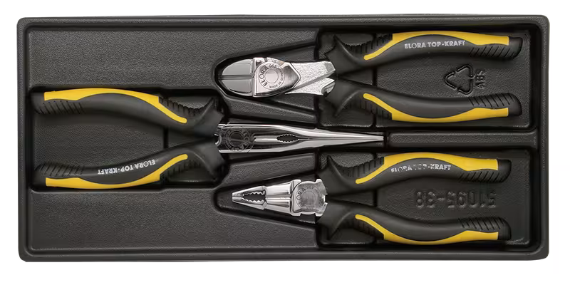 QUATROLIT® tangenset, 3-delig MS-21 van ELORA QUATROLIT® tangenset, 3-delig, ELORA-MS-21 uit de categorie organisatiesystemen & werkplaatswagens met artikelnr. 0000521001000