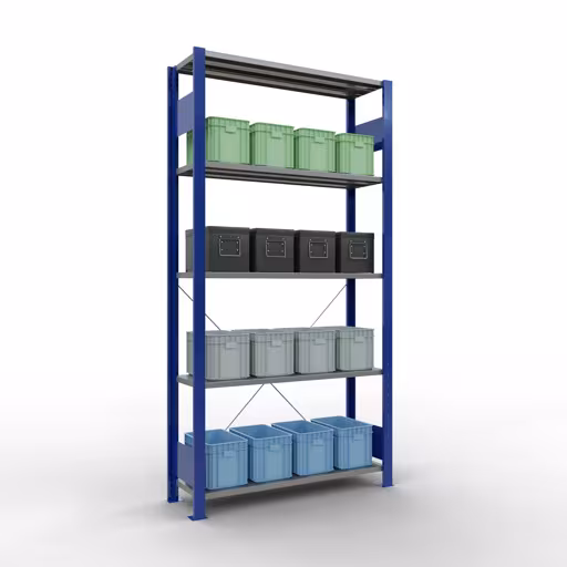 Figuur nr. 15 van het artikel basisrek, legplank-insteeksysteem MULTIplus85, 2000 x 1000 x 300 mm, 5 legborden, RAL 5010 gentiaanblauw uit de productgroep insteeksysteem van het merk Schulte Lagertechnik.