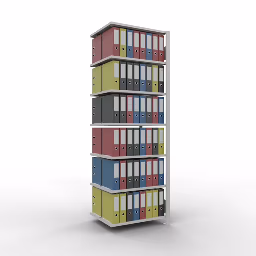 Figuur nr. 12 van het artikel aanbouwrekken, kantoorrekken, insteeksysteem MULTIplus150, 2300 x 750 x 600 mm, 7 planken, met middenaanslag, lichtgrijs uit de productgroep kantoorrekken van het merk Schulte Lagertechnik.