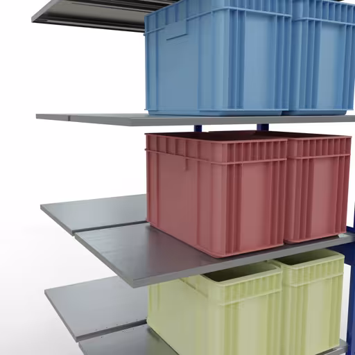 Productafbeelding nr. 12 van het artikel aanbouwplank, dubbele plank, legplank-insteeksysteem MULTIplus150, 2500 x 1000 x (2x600) mm, 2x6 legborden, RAL 5010 gentiaanblauw uit het assortiment legborden van Schulte Lagertechnik