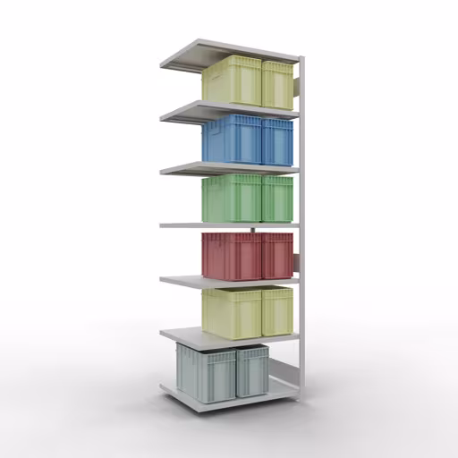 Productafbeelding nr. 14 van het artikel Aanbouwrekken, legbordstellingen, insteeksysteem MULTIplus330, 3000 x 1000 x 800 mm (HxBxD), 7 legborden, lengtestangen, RAL 7035 lichtgrijs Afbeelding nr. 14 van het artikel aanbouwrekken, legbordstellingen, insteeksysteem MULTIplus330, 3000 x 1000 x 800 mm, 7 legborden, lengtestangen, RAL 7035 lichtgrijs uit de productgroep insteeksysteem van Schulte Lagertechnik