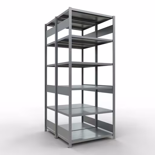 Basisplank, dubbele plank, stellingsysteem MULTIplus250, 2500 x 1000 x (2x600) mm (HxBxD), 2x6 planken, lengtestangen, gegalvaniseerd van Schulte Lagertechnik Basisplank, dubbele plank, legplank-insteeksysteem MULTIplus250, 2500 x 1000 x (2x600) mm (HxBxD), 2x6 legborden, lengtestangen, verzinkt, dubbele legborden, art.nr. 17961