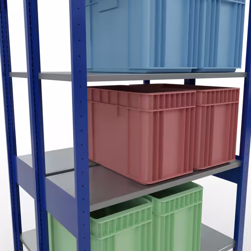 Basisplank, dubbele plank, legplank-insteeksysteem MULTIplus150, 2500 x 1000 x (2x400) mm, 2x6 legborden, lengtestangen, RAL 5010 gentiaanblauw van Schulte Lagertechnik met artikelnr. 33141-B