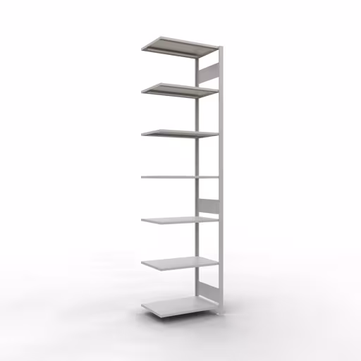 Aanbouwrek, stelling, insteeksysteem MULTIplus150, 3000 x 750 x 500 mm, 7 legborden, lengtestangen, RAL 7035 lichtgrijs van Schulte Lagertechnik uit het assortiment insteeksysteem