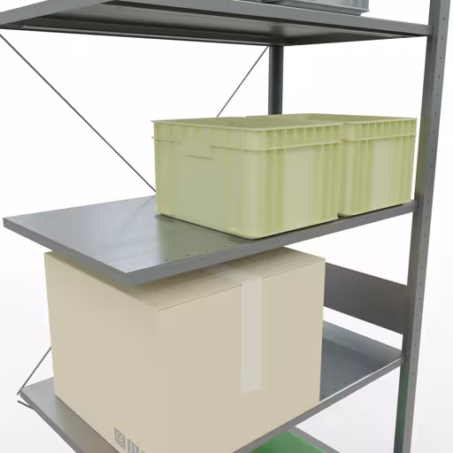 Productafbeelding nr. 13 van het artikel Aanbouwrekken, legbordstellingen, insteeksysteem MULTIplus150, 3000 x 1000 x 600 mm (HxBxD), 7 legborden, kruisschoor, verzinkt Figuur nr. 13 van het artikel aanbouwrekken, legbordstellingen, insteeksysteem MULTIplus150, 3000 x 1000 x 600 mm, 7 legborden, verzinkt uit de productgroep insteeksysteem van het merk Schulte Lagertechnik.