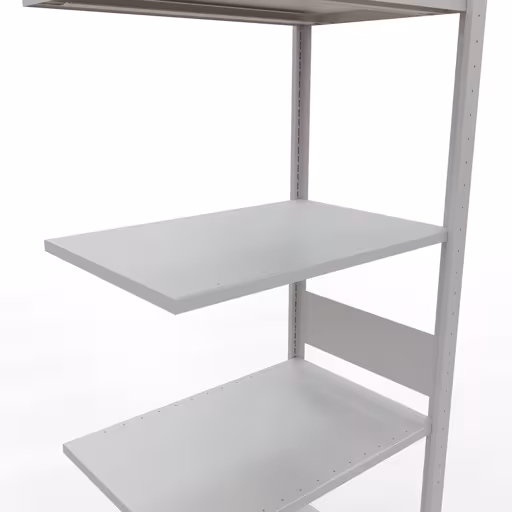 Aanbouwrekken, legbordstellingen, insteeksysteem MULTIplus150, 3000 x 750 x 500 mm, 7 legborden, lengtestangen, RAL 7035 lichtgrijs van Schulte Lagertechnik met artikelnr. 32657-75-LR