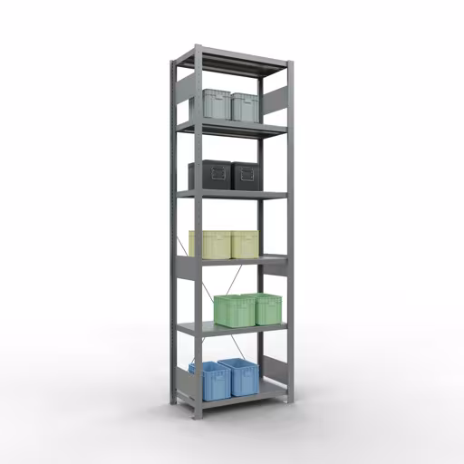 Productafbeelding nr. 13 van het artikel basisplank, legbord, insteeksysteem MULTIplus250, 2500 x 750 x 400 mm, 6 legborden, kruisschoor, verzinkt uit het assortiment insteeksysteem van het merk Schulte Lagertechnik