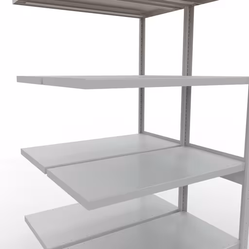 Productafbeelding nr. 7 van het artikel aanbouwrekken, dubbele rekken, stellingrekken, insteeksysteem MULTIplus250, 2500 x 1000 x (2x500) mm, 2x6 planken, RAL 7035 lichtgrijs uit het assortiment stellingrekken van het merk Schulte Lagertechnik