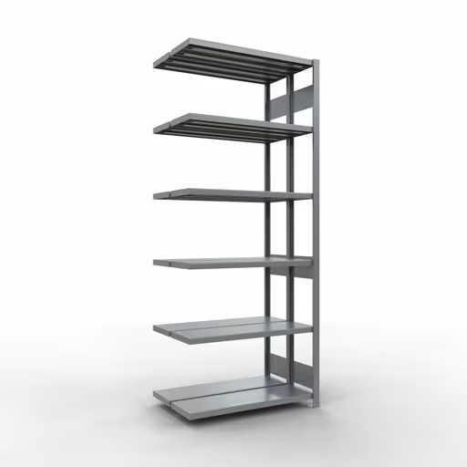 Aanbouwrekken, dubbele rekken, stellingsysteem MULTIplus250, 2500 x 1000 x (2x300) mm (HxBxD), 2x6 planken, lengtestangen, verzinkt van Schulte Lagertechnik Aanbouwrekken, dubbele rekken, stellingsysteem MULTIplus250, 2500 x 1000 x (2x300) mm (HxBxD), 2x6 planken, lengtestangen, verzinkt, dubbele planken, art.nr. 17936