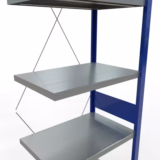 Aanbouwrekken, rekken, insteeksysteem MULTIplus250, 3000 x 750 x 500 mm (HxBxD), 7 legborden, kruisschoor, RAL 5010 gentiaanblauw/verzinkt/verzinkt uit de categorie aanbouwrekken met GTIN 4004514283412 Aanbouwrekken, rekken, insteeksysteem MULTIplus250, 3000 x 750 x 500 mm, 7 legborden, kruisschoor, RAL 5010 gentiaanblauw/verzinkt/verzinkt van Schulte Lagertechnik uit het assortiment insteeksysteem