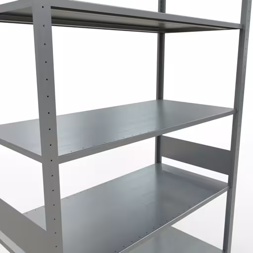 Basisplank, legbord, insteeksysteem MULTIplus150, 3000 x 1300 x 600 mm (HxBxD), 7 legborden, lengtestangen, verzinkt met artikelnr. 12762-130-LR Basisplank, legbord, insteeksysteem MULTIplus150, 3000 x 1300 x 600 mm, 7 legborden, lengtestangen, verzinkt van Schulte Lagertechnik uit de categorie insteeksysteem