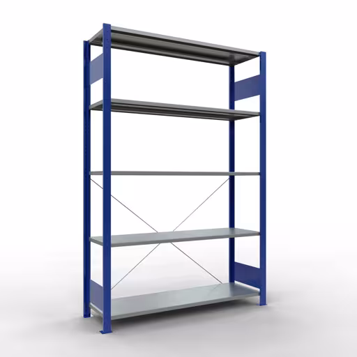 Andere weergave van het artikel basisplank, legbord, insteeksysteem MULTIplus150, 2000 x 1300 x 400 mm, 5 legborden, RAL 5010 gentiaanblauw/verzinkt uit de categorie insteeksysteem
