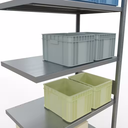 Extra afbeelding van het artikel Aanbouwplank, legbord, insteeksysteem MULTIplus330, 3000 x 1000 x 600 mm, 7 legborden, lengtestangen, verzinkt vanaf opzetplank