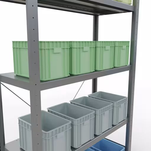 Productafbeelding nr. 11 van het artikel basisplank, legbord, insteeksysteem MULTIplus250, 2000 x 1000 x 400 mm, 5 legborden, kruisschoor, verzinkt uit het assortiment insteeksysteem van het merk Schulte Lagertechnik