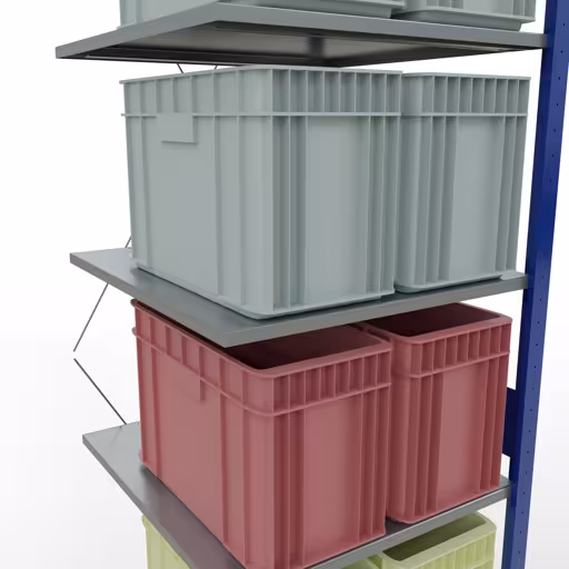 Productafbeelding nr. 14 van het artikel aanbouwrekken, stellingrekken, insteeksysteem MULTIplus150, 3000 x 750 x 800 mm, 7 planken, RAL 5010 gentiaanblauw/verzinkt/verzinkt uit het insteeksysteem-assortiment van Schulte Lagertechnik