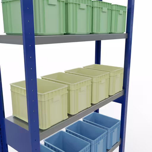 Basisplank, legplank, insteeksysteem MULTIplus250, 2500 x 1000 x 300 mm (HxBxD), 6 legborden, lengtestangen, RAL 5010 gentiaanblauw/verzinkt uit de categorie basisplanken met de GTIN 4004514282088 Basisplank, legbord, insteeksysteem MULTIplus250, 2500 x 1000 x 300 mm, 6 legborden, lengtestangen, RAL 5010 gentiaanblauw/verzinkt van Schulte Lagertechnik uit het assortiment insteeksysteem