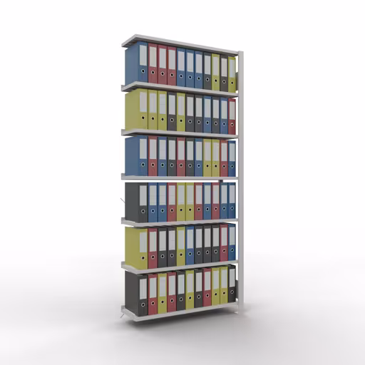 Afbeelding nr. 17 van het artikel, kantoorreksysteem MULTIplus85, 2300 x 1000 x 300 mm, 7 planken, met aanslaglijst, lichtgrijs uit de productgroep kantoorrekken van Schulte Lagertechnik